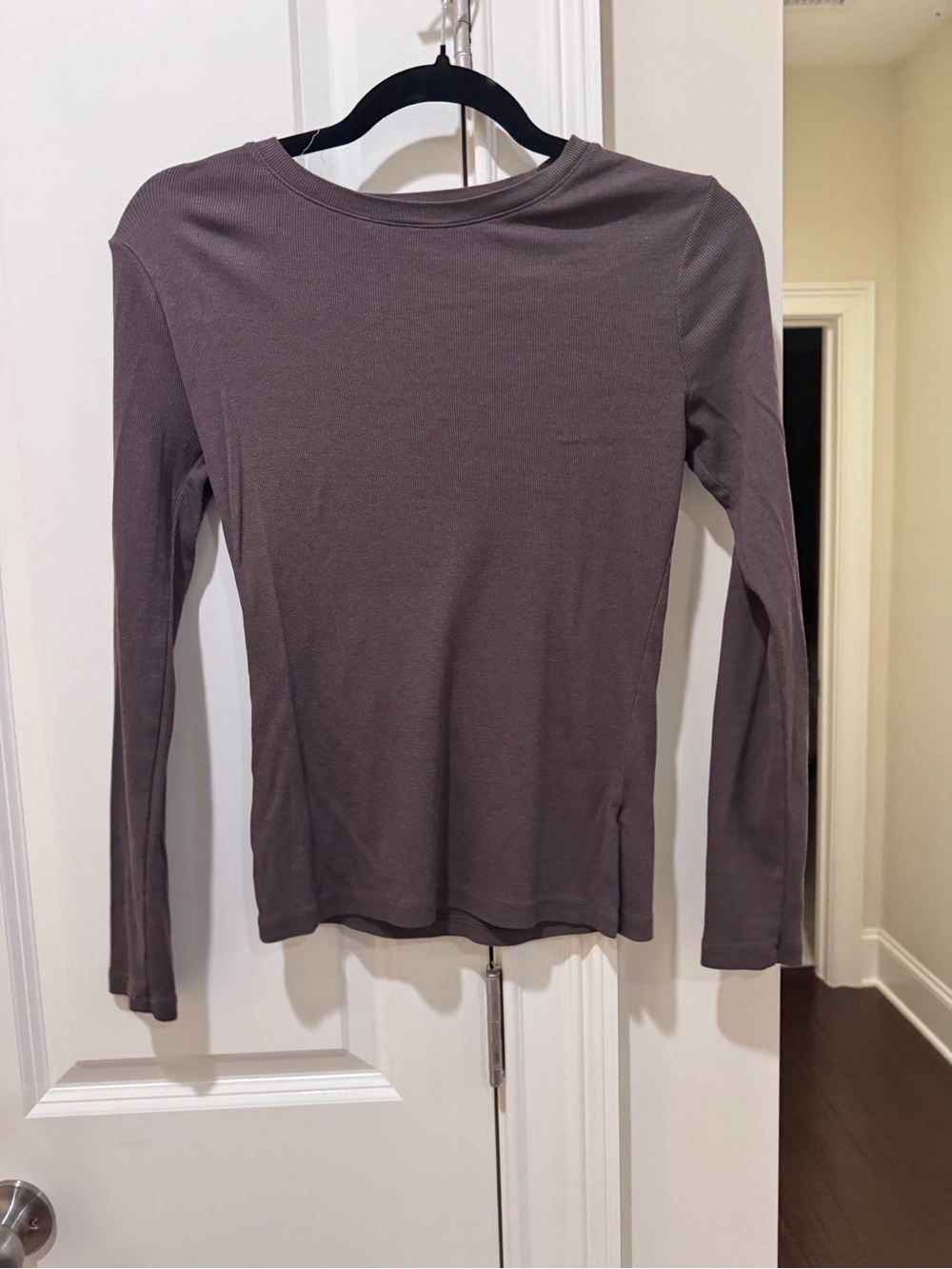 a new day Long Sleeve Crewneck Top - Taupe Brown